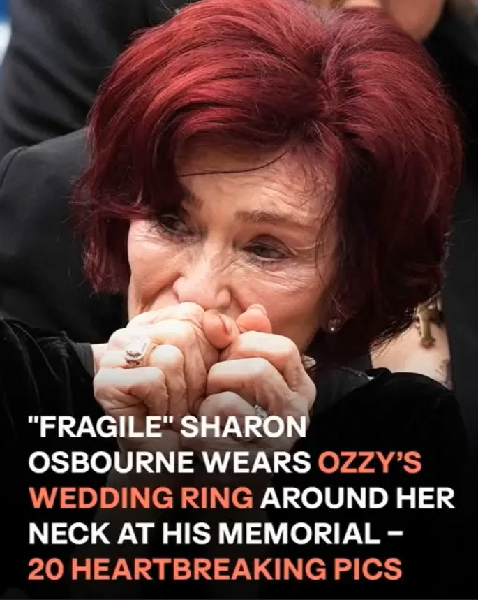 Sharon Osbourne Breaks Down at Ozzy’s Memorial, Wearing His Wedding Band Around Her Neck